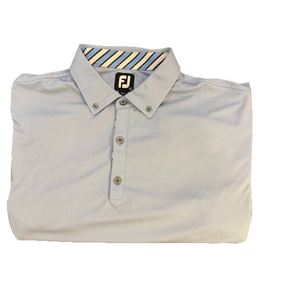 FootJoy FJ Mens Short Sleeve Golf Polo Purple Size XL Light Blue Performance